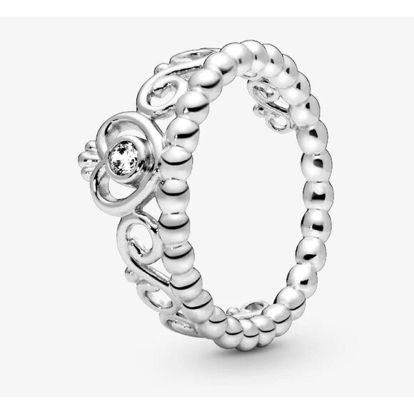 Pandora Sterling Silver Princess Tiara Crown Ring Sz 7.5 - Picture 1 of 9